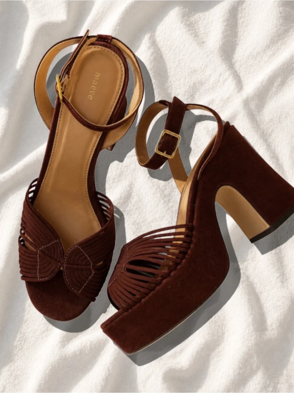 Maeve Dark Brown Suede Platform Block Heel Sandals